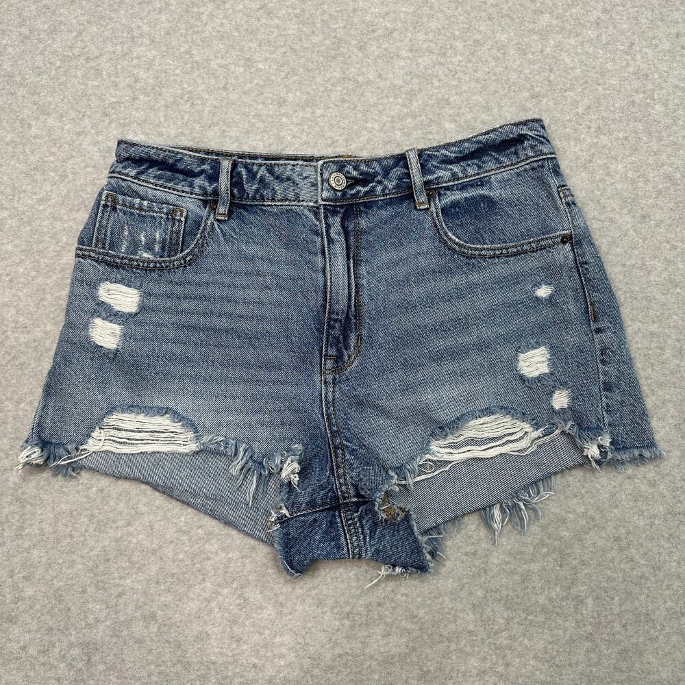 Pacsun Jean Shorts WMNS 29 High Rise Festival Cut-Off Distressed Raw Hem Denim